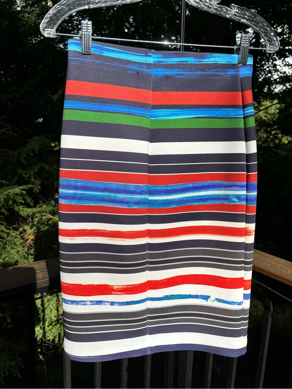 Clover Canyon Striped Multicolor Skirt - Navy, Red & Blue No Zipper
